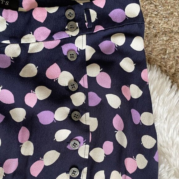 Talbots Wrap Around Side Button Midi Skirt New Leaf Print Lined Womens Size 8 - Picture 3 of 11